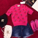 Gucci gg cherry jacquard wool knit top 583466