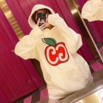 Gucci Hooded sweatshirt with GG apple print 610160 White