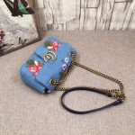 Gucci marmont chain embroidery denim bag 446744