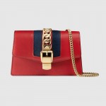 Gucci Sylvie leather super mini bag 494646 red