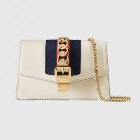 Gucci Sylvie leather super mini bag 494646 white