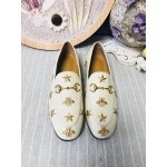 Gucci Jordaan embroidered leather loafer white 505281