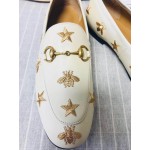 Gucci Jordaan embroidered leather loafer white 505281