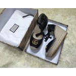 Gucci Leather platform espadrille black 573023