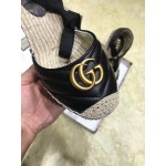 Gucci Leather platform espadrille black 573023