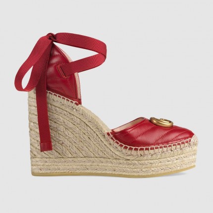 Gucci Leather platform espadrille red 573023