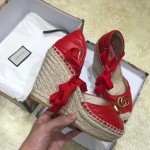 Gucci Leather platform espadrille red 573023