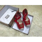 Gucci Leather platform espadrille red 573023