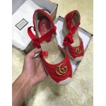 Gucci Leather platform espadrille red 573023