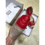 Gucci Leather platform espadrille red 573023