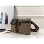 GUCCI Bum Bag Black Canvas GG beige 28566