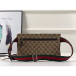 GUCCI Bum Bag Black Canvas GG beige 28566