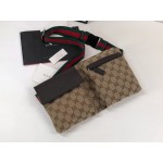 GUCCI Bum Bag Black Canvas GG beige 28566