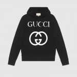 475374 Gucci Hooded sweatshirt with Interlocking G black