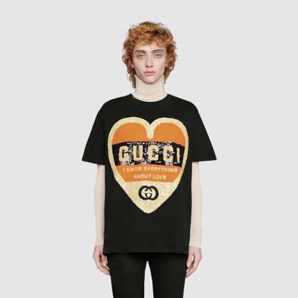 Gucci Oversize T-shirt with "Love" print 492347