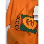 Gucci logo print T-shirt orange 493117