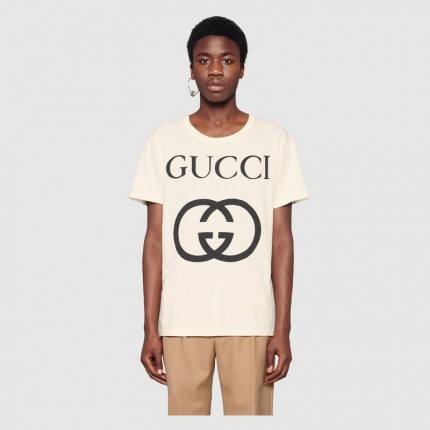 Gucci Oversize T-shirt with Interlocking G white 493117