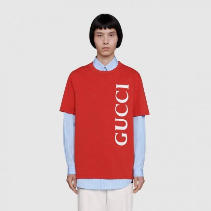 Gucci print oversize T-shirt red 565806