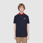 Gucci Polo with GG embroidery navy 574086