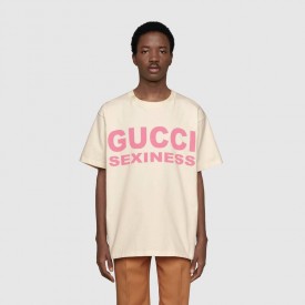 Gucci Sexiness print oversize T-shirt white 616036