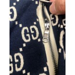 496919 GG jacquard cotton jacket blue