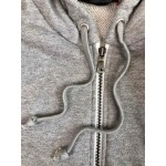 497250 Gucci CHooded zip-up sweatshirt with Gucci stripe ‎grey