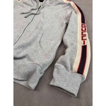 497250 Gucci CHooded zip-up sweatshirt with Gucci stripe ‎grey