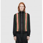 615731 Gucci Technical Jersey Zip-Up Jacket black