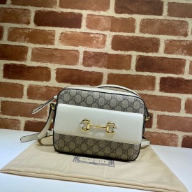 645454 Gucci Horsebit 1955 small shoulder bag beige/white