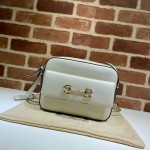 645454 Gucci Horsebit 1955 small shoulder bag white