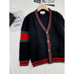 497037  Gucci Oversize cable knit cardigan black