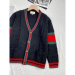 497037  Gucci Oversize cable knit cardigan black