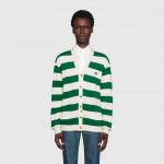 626051 Gucci Striped knit cotton cardigan with GG