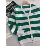 626051 Gucci Striped knit cotton cardigan with GG