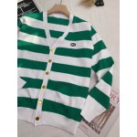 626051 Gucci Striped knit cotton cardigan with GG