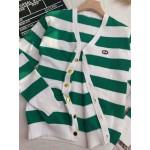 626051 Gucci Striped knit cotton cardigan with GG