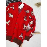 626635 Gucci Hawaii wool cotton cardigan red