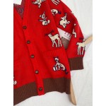 626635 Gucci Hawaii wool cotton cardigan red