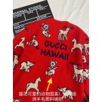 626635 Gucci Hawaii wool cotton cardigan red