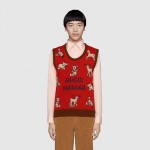 626637 Gucci Hawaii wool cotton vest red