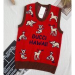 626637 Gucci Hawaii wool cotton vest red