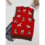 626637 Gucci Hawaii wool cotton vest red