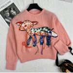 639401Gucci Mohair sweater with fawn intarsia pink