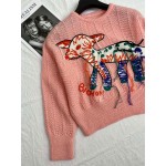 639401Gucci Mohair sweater with fawn intarsia pink