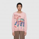 639401Gucci Mohair sweater with fawn intarsia pink