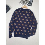 645291 Gucci Double G jacquard wool cardigan blue