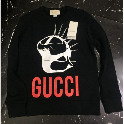 469250 Gucci Cotton Oversized Logo Hoodies black