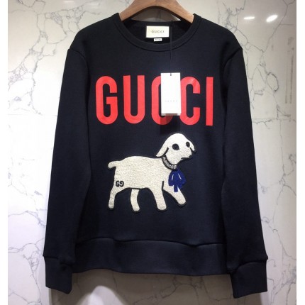 Gucci Oversize sweatshirt with lamb patch 469250 black