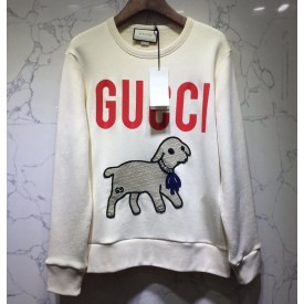 Gucci Oversize sweatshirt with lamb patch 469250 white