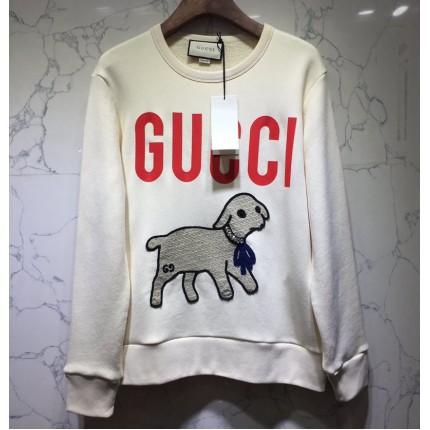 Gucci Oversize sweatshirt with lamb patch 469250 white